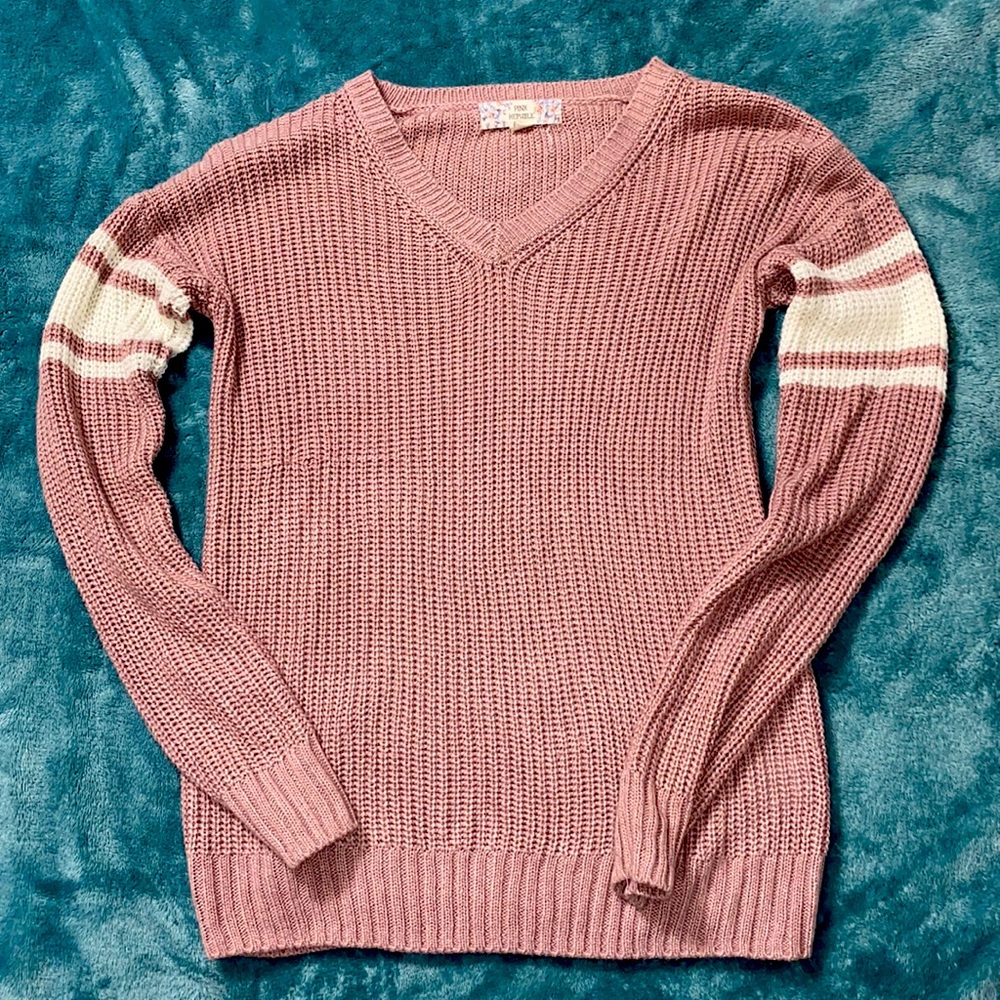 Pink and White sweater